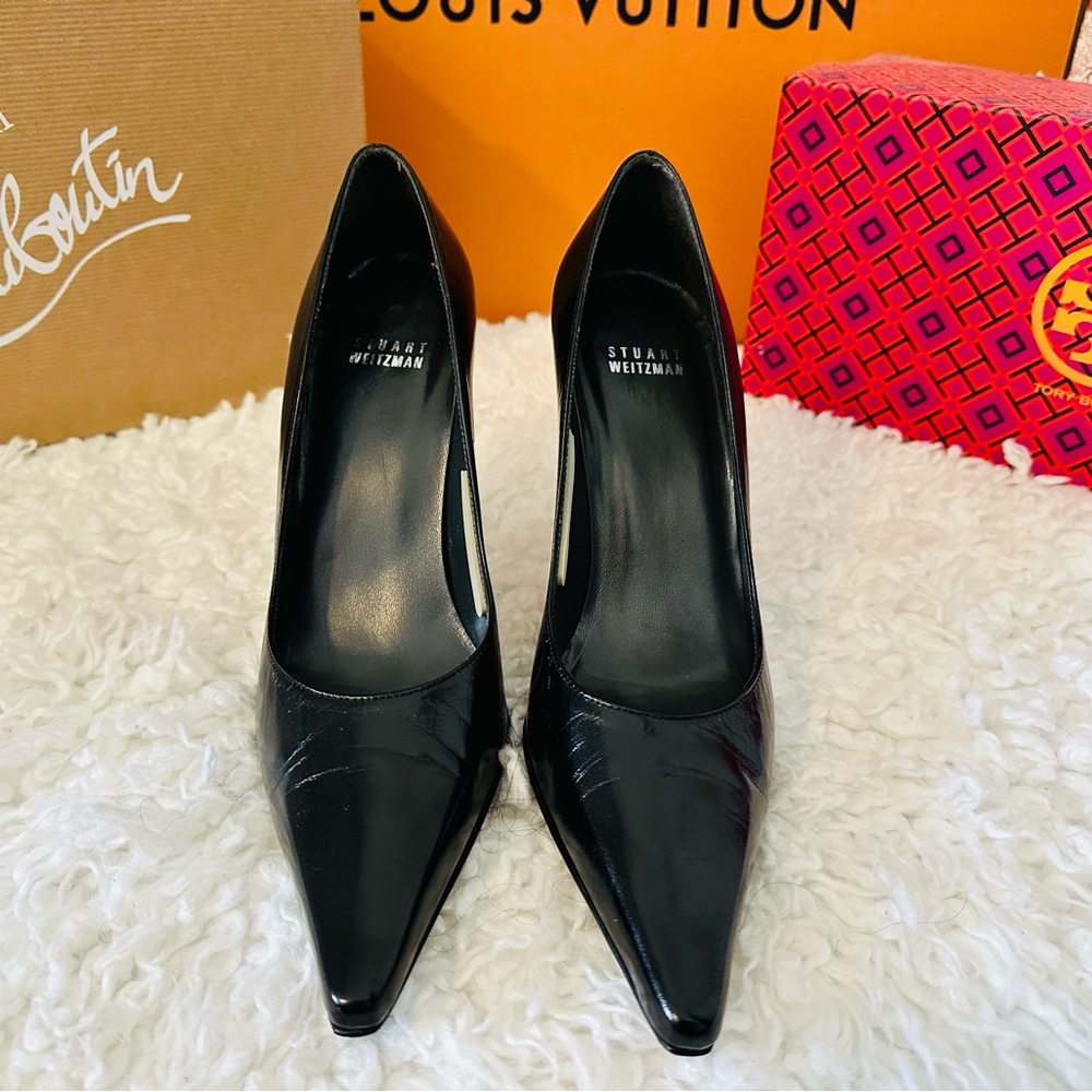 Stuart Weitzman Black Leather Stiletto